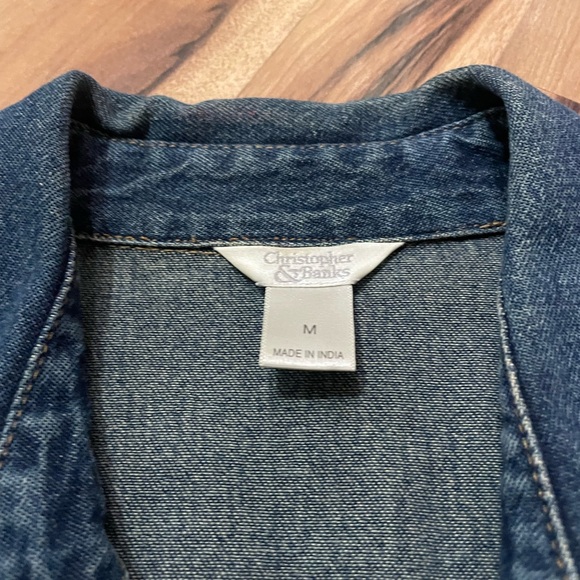 VTG Christopher & Banks Blue Denim Jacket with Floral Embroidery Sz M - Picture 11 of 11